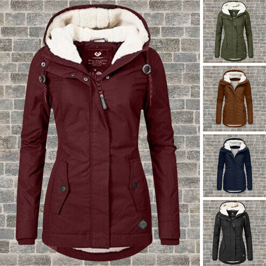 Clara │ Women's Hooded Longline Coat With Popper Front
