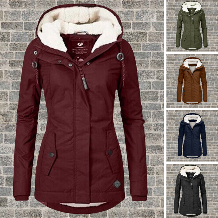Clara │ Women's Hooded Longline Coat With Popper Front