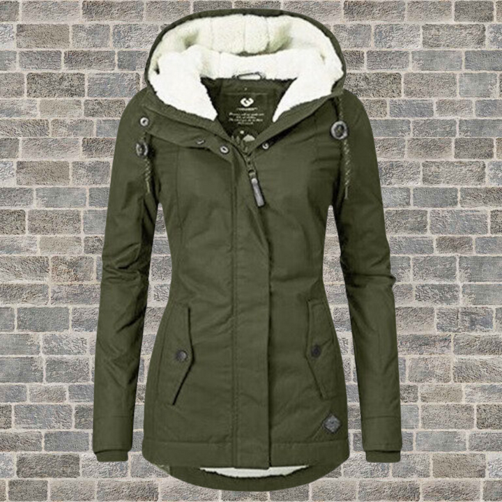 Clara │ Women's Hooded Longline Coat With Popper Front