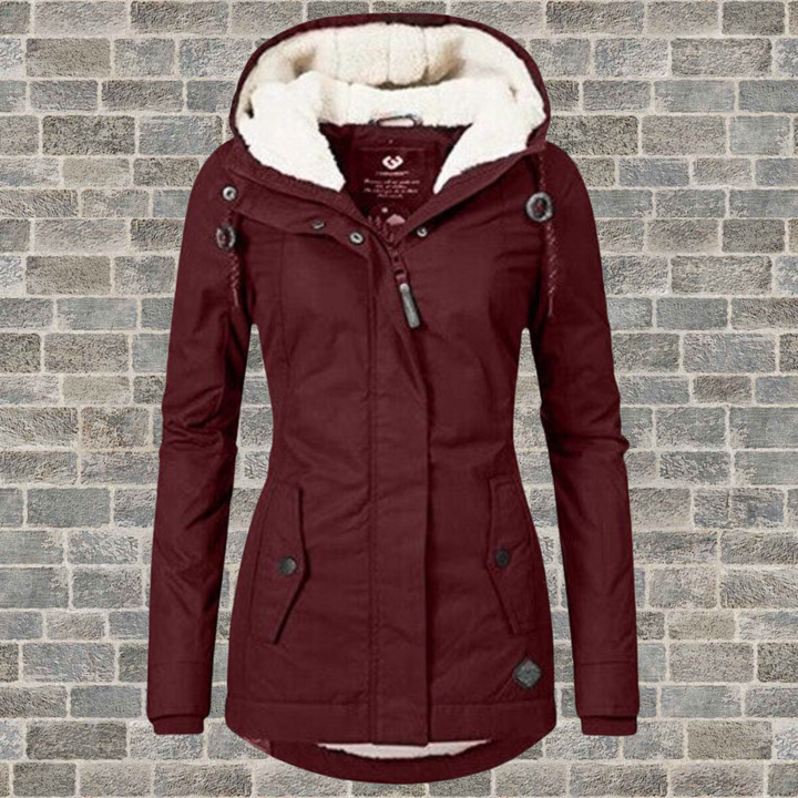 Clara │ Women's Hooded Longline Coat With Popper Front