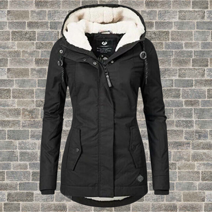 Clara │ Women's Hooded Longline Coat With Popper Front