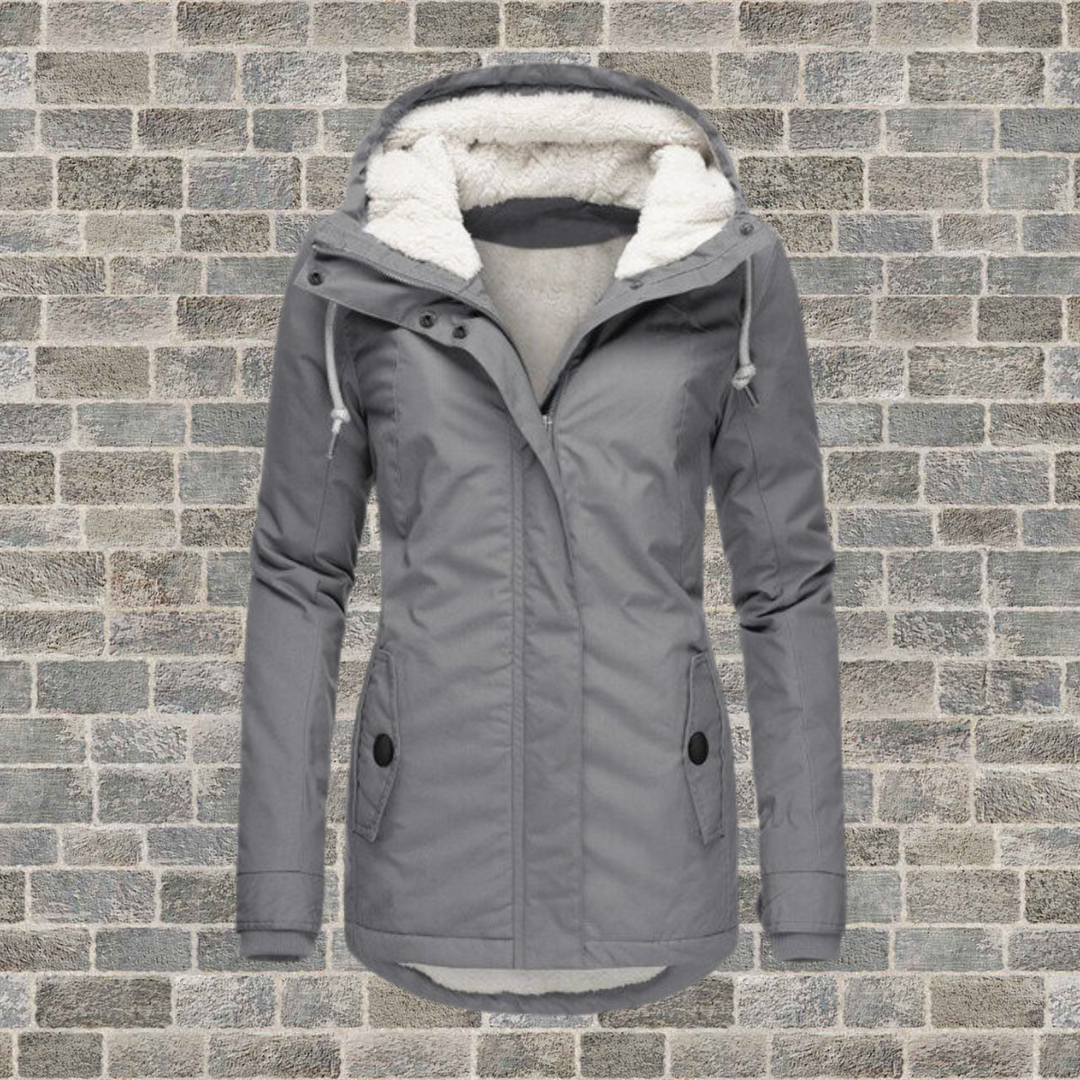 Clara │ Women's Hooded Longline Coat With Popper Front