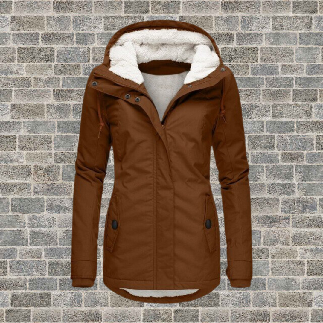 Clara │ Women's Hooded Longline Coat With Popper Front