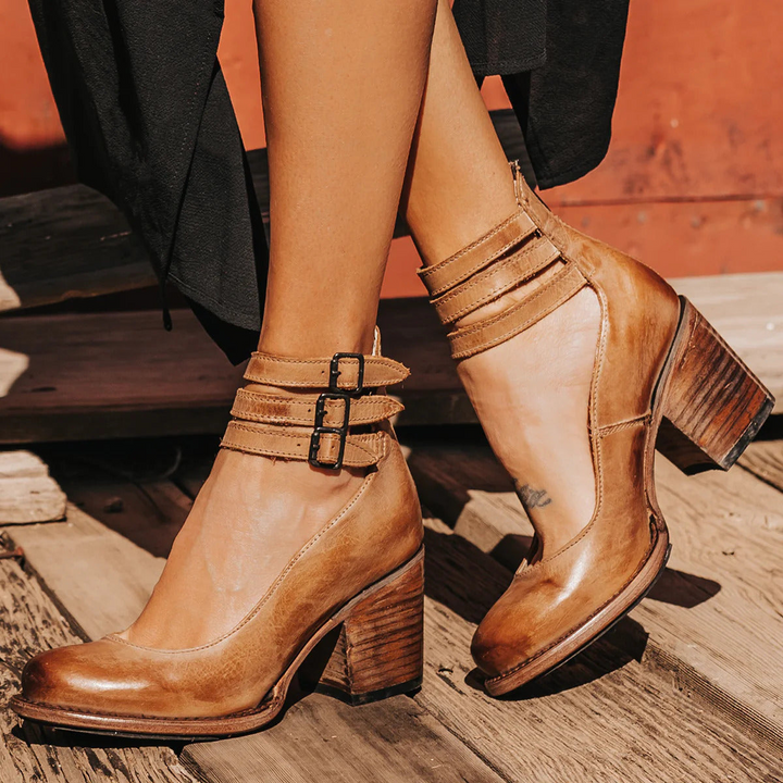Eleanor │ Women's Ankle Strap Block Heel Sandals