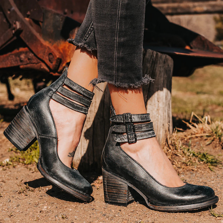 Eleanor │ Women's Ankle Strap Block Heel Sandals