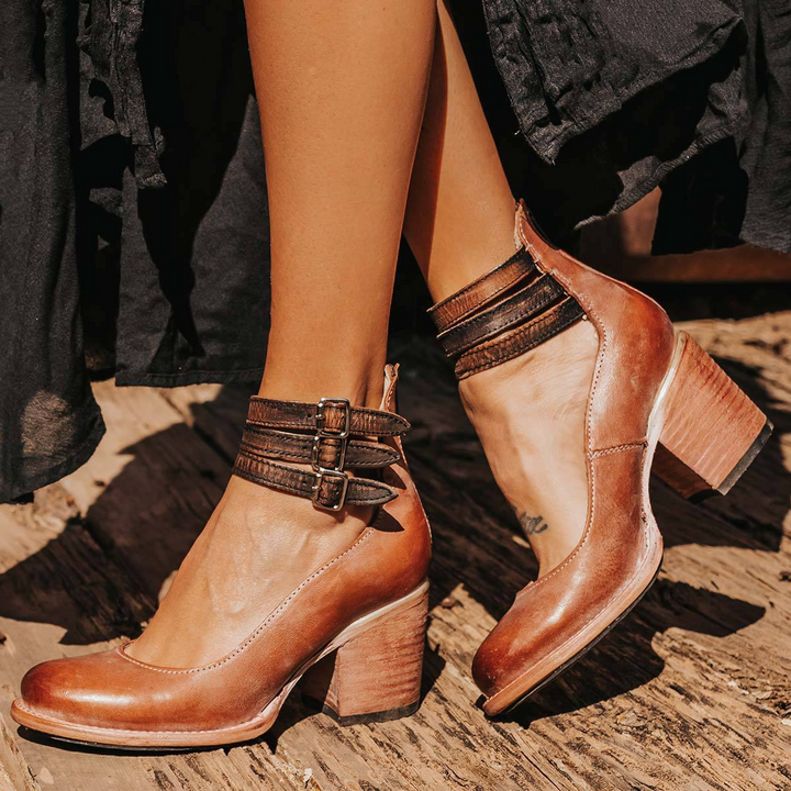 Eleanor │ Women's Ankle Strap Block Heel Sandals
