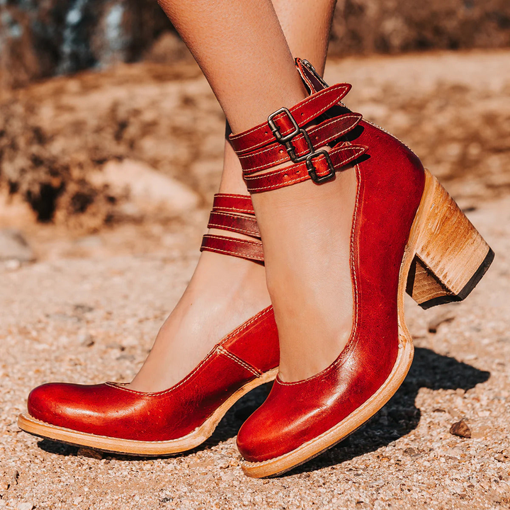 Eleanor │ Women's Ankle Strap Block Heel Sandals
