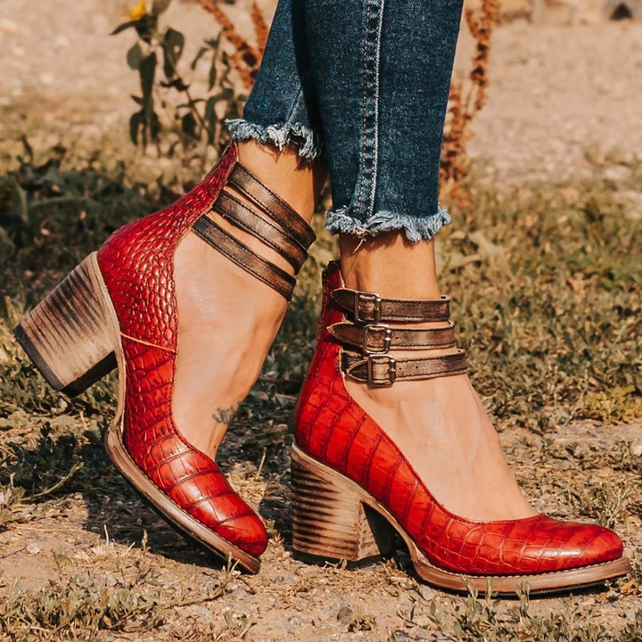 Eleanor │ Women's Ankle Strap Block Heel Sandals
