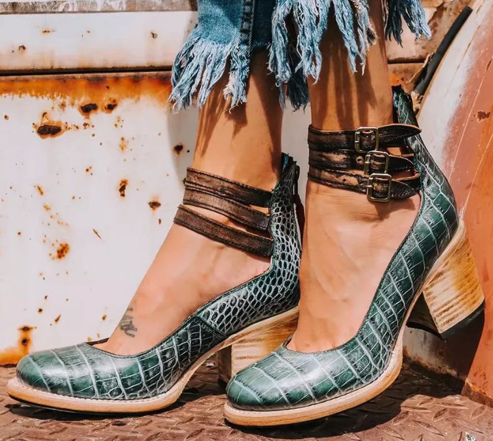 Eleanor │ Women's Ankle Strap Block Heel Sandals
