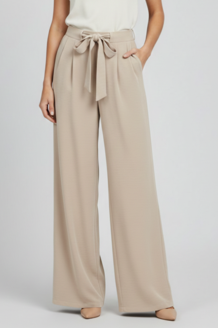 Isabella │ Women's High Waist Drawstring Wide Leg Trousers