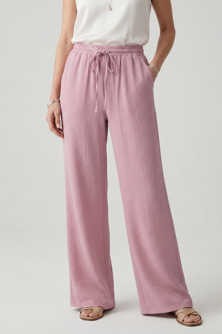 Dorothy │ Women's Wide Leg Palazzo Trousers With Drawstring Waist