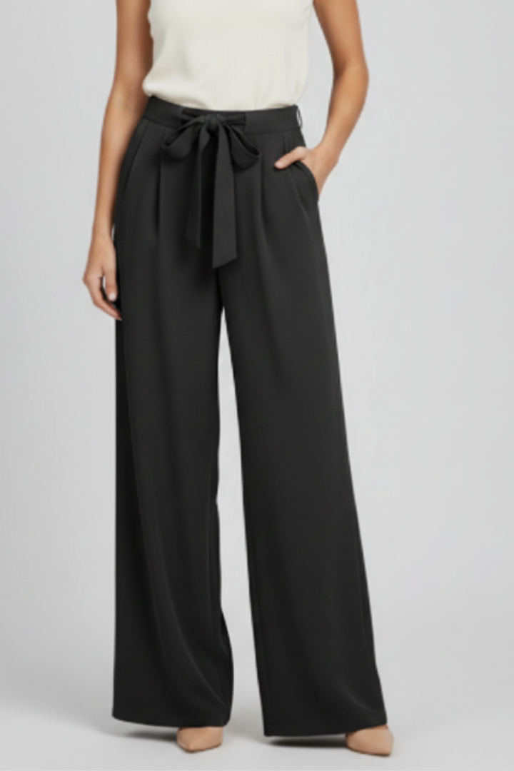Isabella │ Women's High Waist Drawstring Wide Leg Trousers