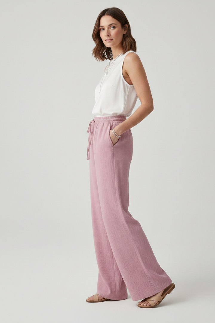 Dorothy │ Women's Wide Leg Palazzo Trousers With Drawstring Waist