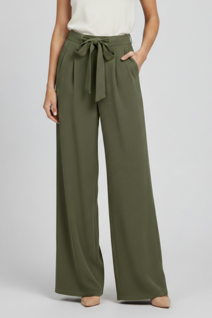 Isabella │ Women's High Waist Drawstring Wide Leg Trousers