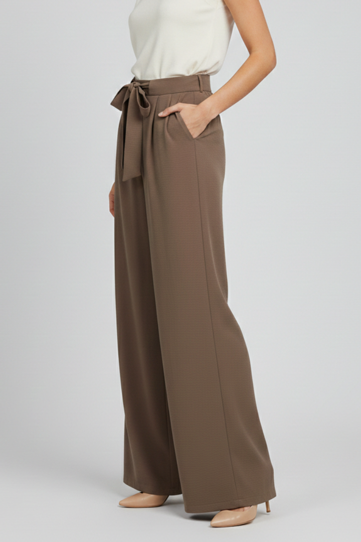 Isabella │ Women's High Waist Drawstring Wide Leg Trousers