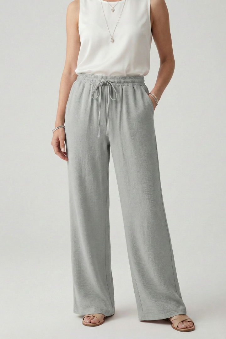Dorothy │ Women's Wide Leg Palazzo Trousers With Drawstring Waist