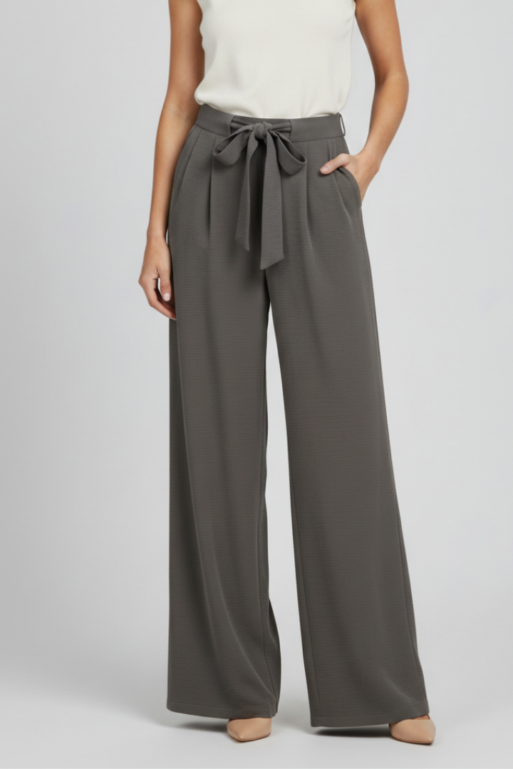 Isabella │ Women's High Waist Drawstring Wide Leg Trousers
