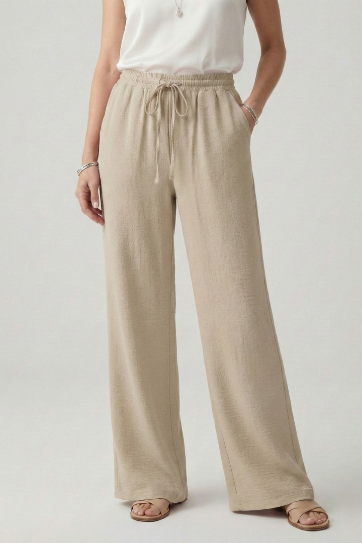 Dorothy │ Women's Wide Leg Palazzo Trousers With Drawstring Waist