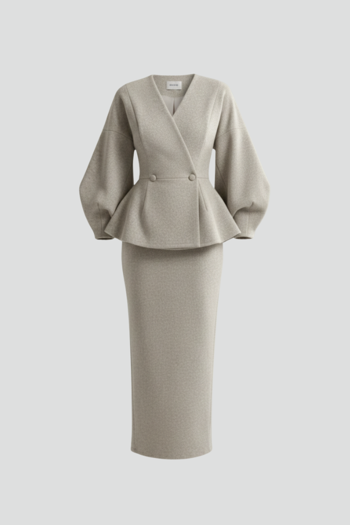 Edith │ Women's V-Neck Blazer And Skirt Two-Piece