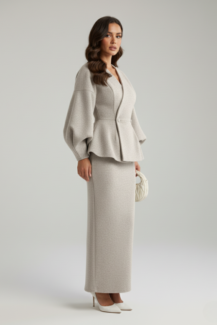 Edith │ Women's V-Neck Blazer And Skirt Two-Piece
