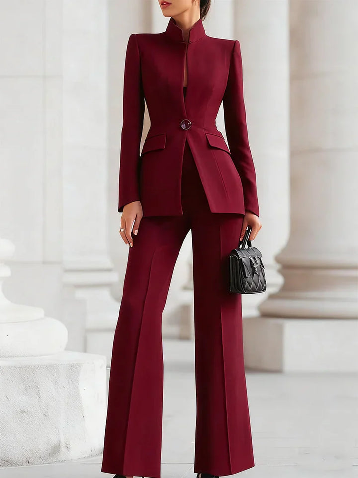 Tabitha │ Women's Longline Blazer And Flared Trousers Suit Set