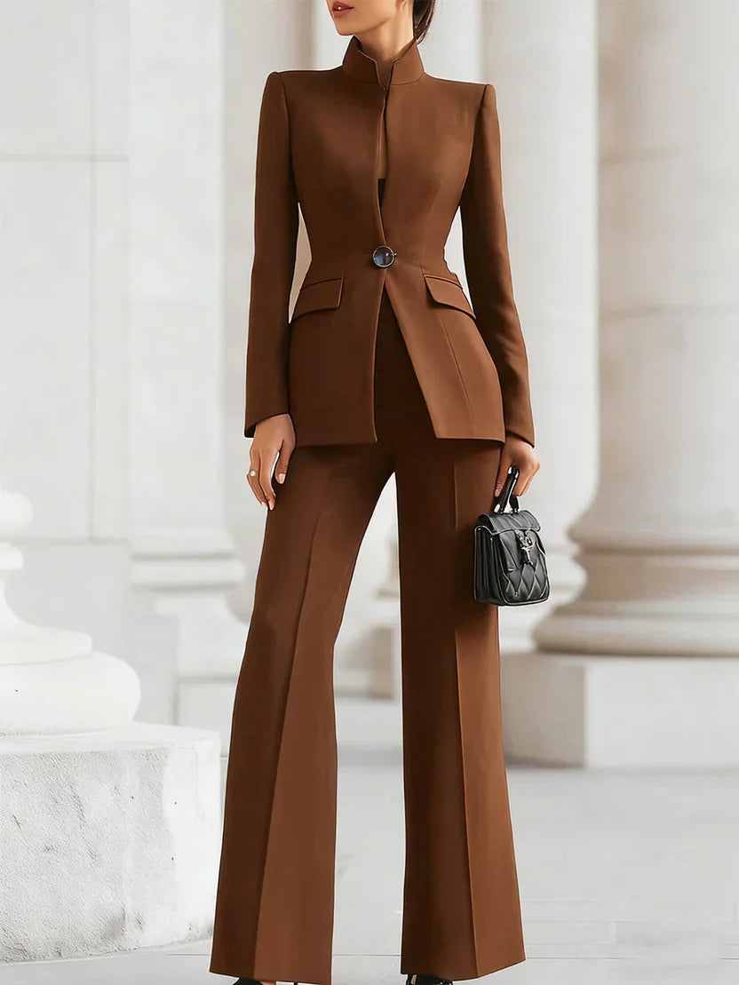 Tabitha │ Women's Longline Blazer And Flared Trousers Suit Set