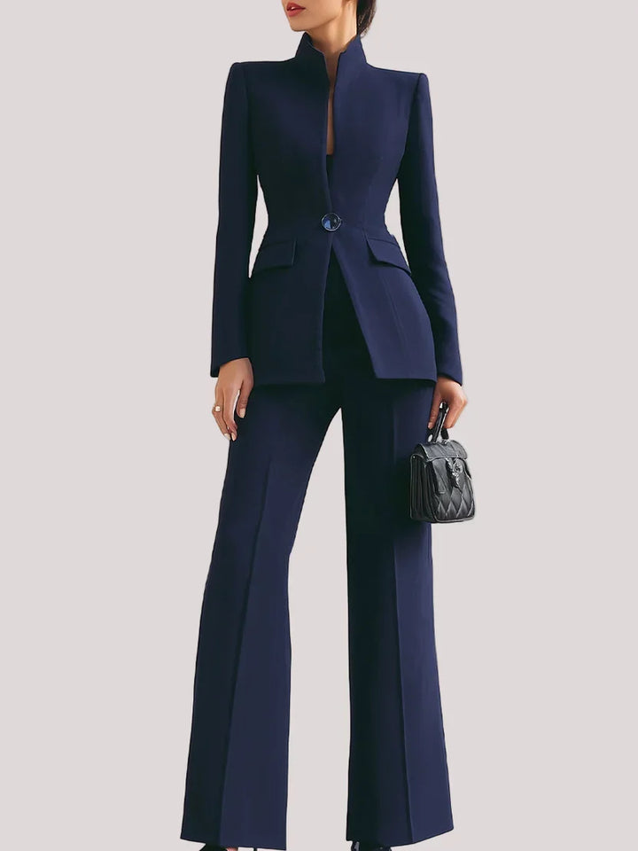 Tabitha │ Women's Longline Blazer And Flared Trousers Suit Set