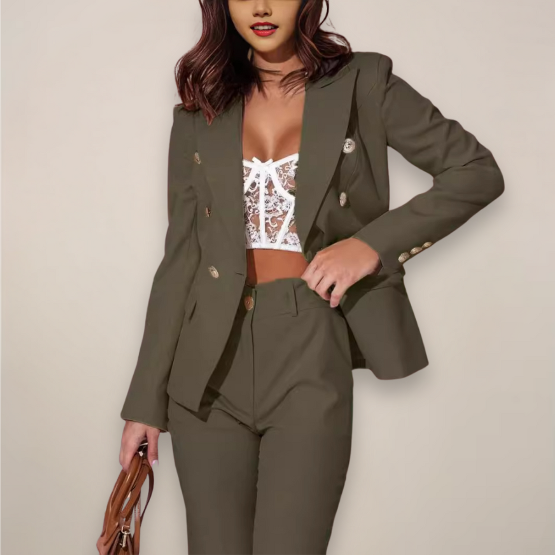 Cordelia │ Women's Double-Breasted Blazer And Tailored Trousers Two-Piece Suit