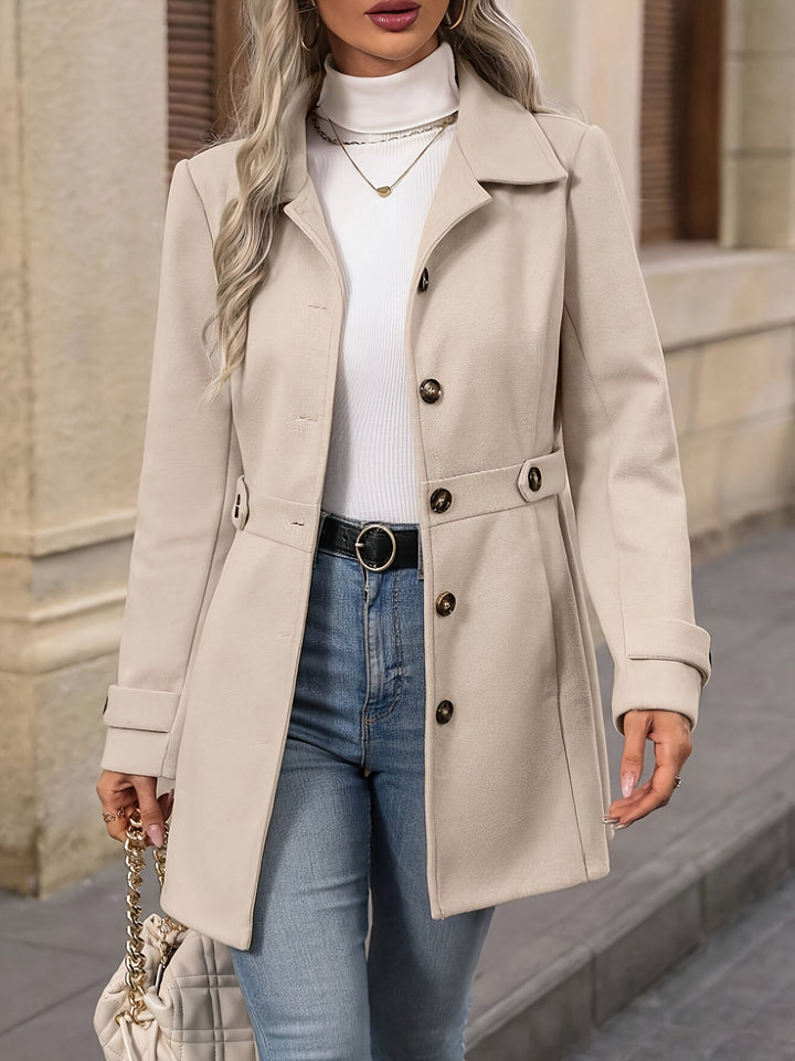 Martha │ Women's Tailored Mid-Length Coat With Notched Lapels And Button Front