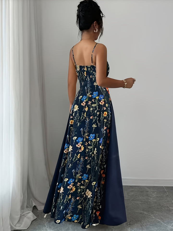 Naomi │ Women's Floral Print Wedding Guest Maxi Dress With Spaghetti Straps