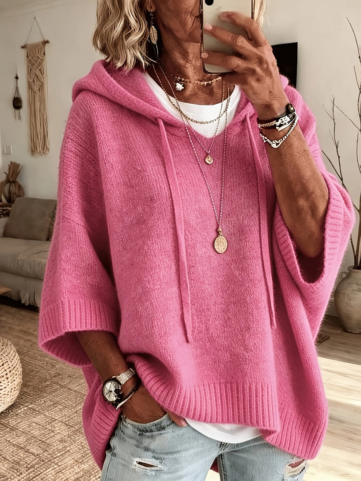 Estelle │ Women's Knitted Hooded Jumper With Drawstring And Ribbed Cuffs