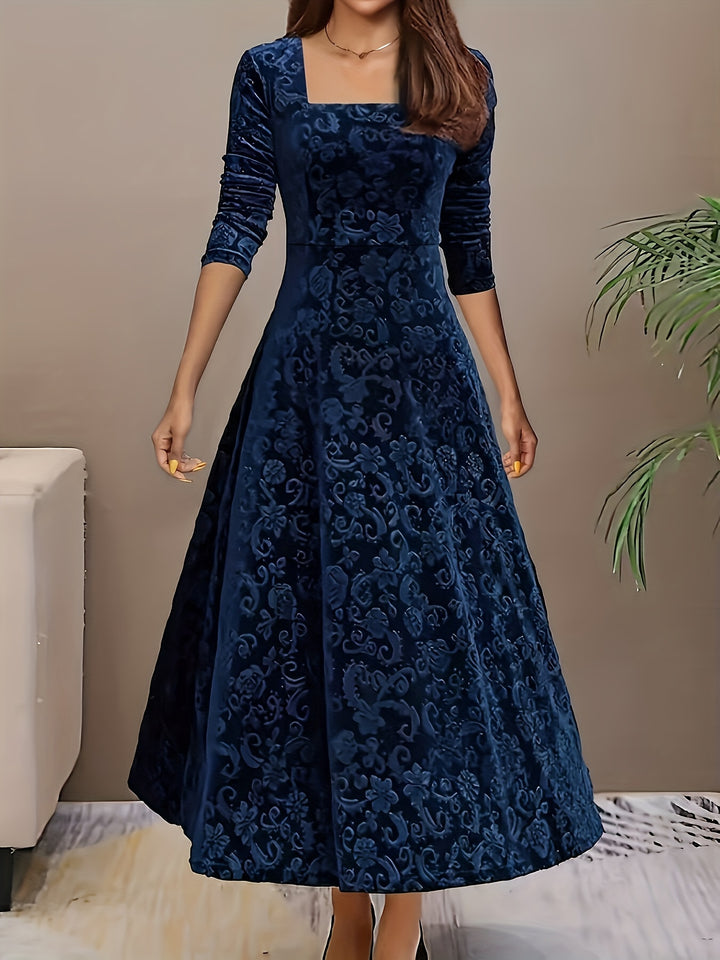 Josephine │ Women's Velvet Square Neck Wedding Guest Maxi Dress