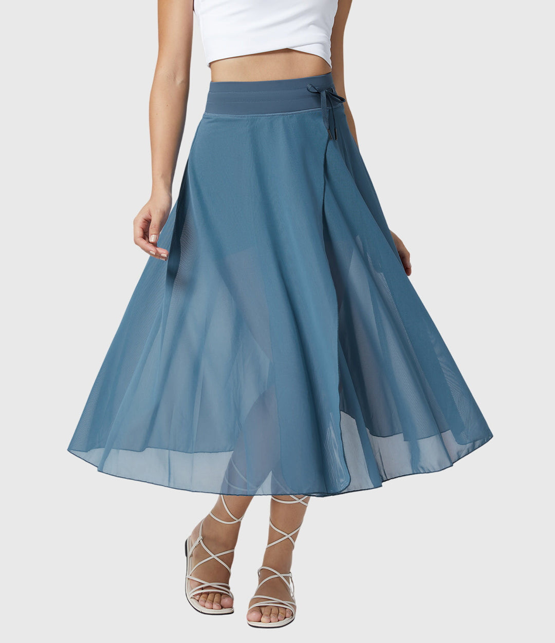Arabella │ Women's High Waist Two-Layer Midi Skirt