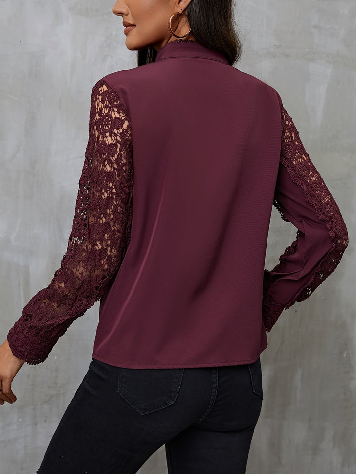 Winifred │ Women's Long Sleeve Lace Blouse With Mandarin Collar