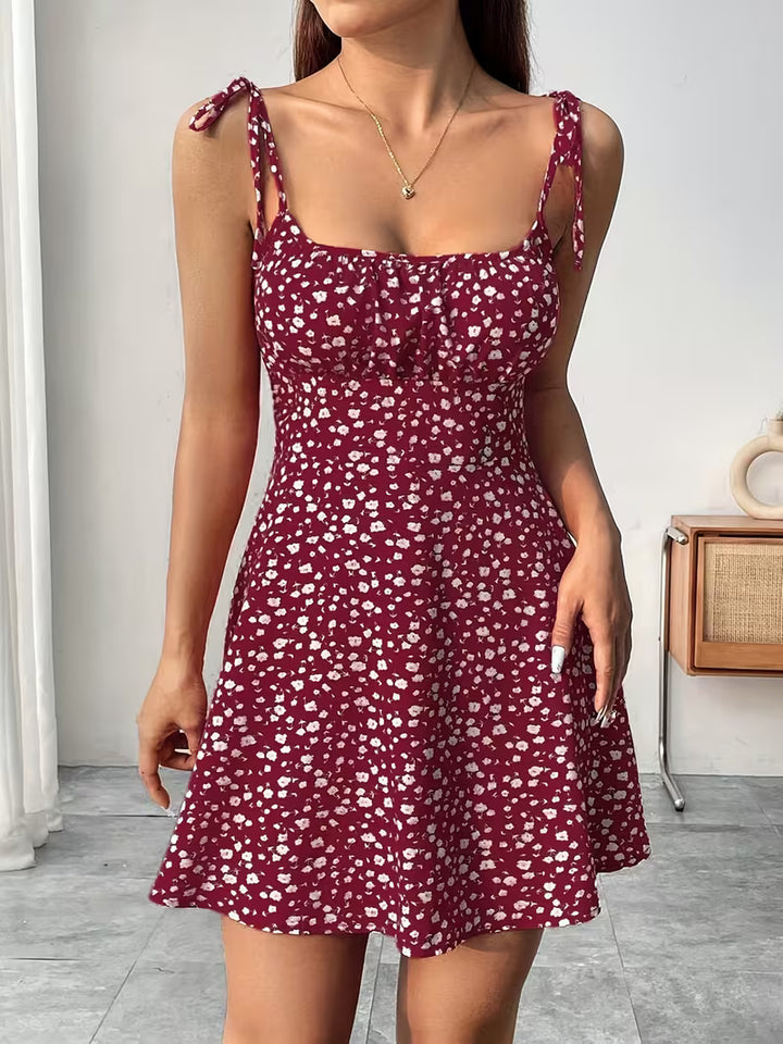 Ruby | Women's Ditsy Floral Print Tie Strap Mini Dress
