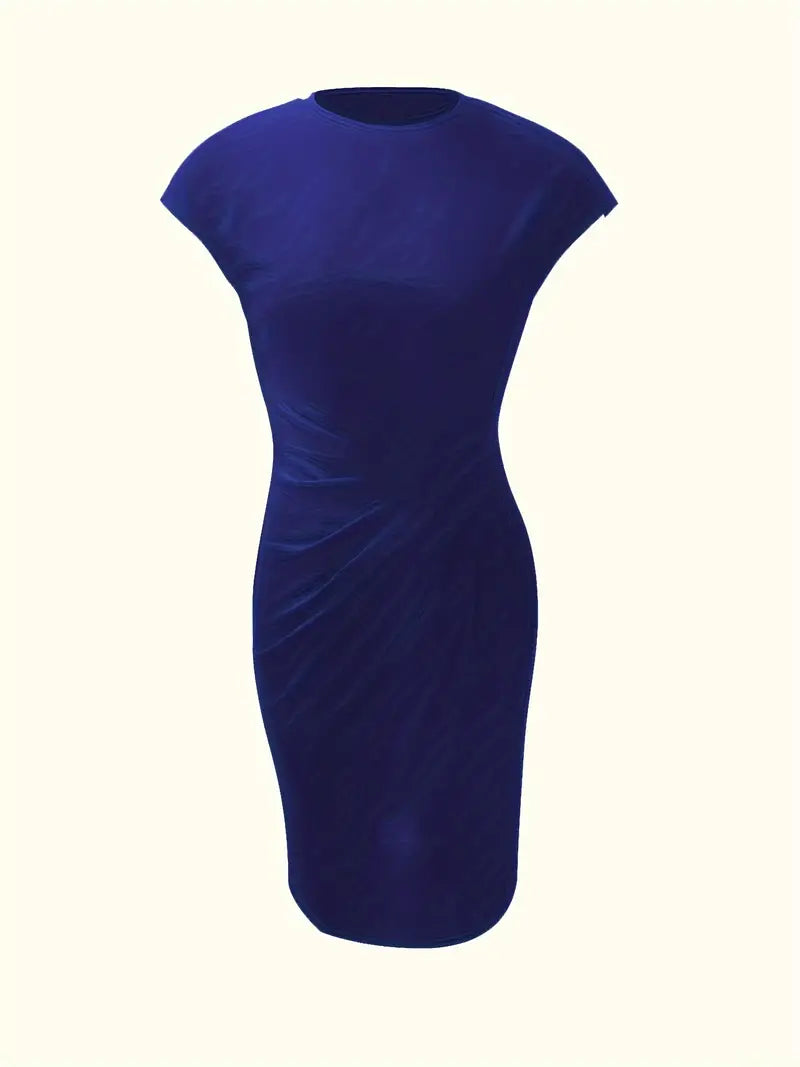 Verity │ Women's Short Sleeve Bodycon Midi Dress With Twisted Waist Detail