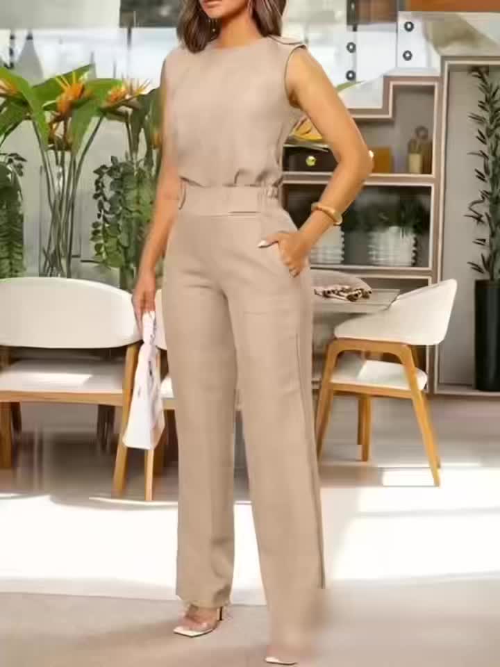Phoebe │ Women's Sleeveless Top And Wide Leg Trousers Two-Piece Set