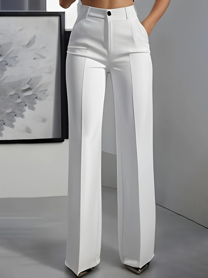 Georgina │ Women's High Waisted Wide Leg Trousers With Pressed Front Crease