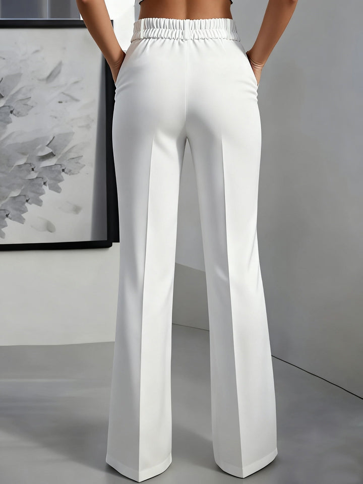 Georgina │ Women's High Waisted Wide Leg Trousers With Pressed Front Crease