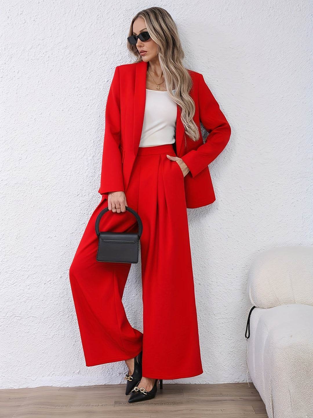 Claudia │ Women's Oversized Blazer And Wide Leg Trousers Two-Piece Set