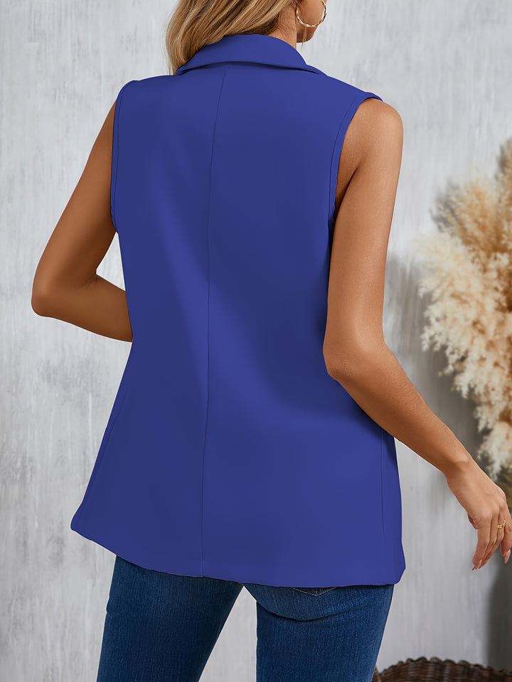 Beatrice │ Women's Sleeveless Longline Vest With Lapel Collar And Button Front