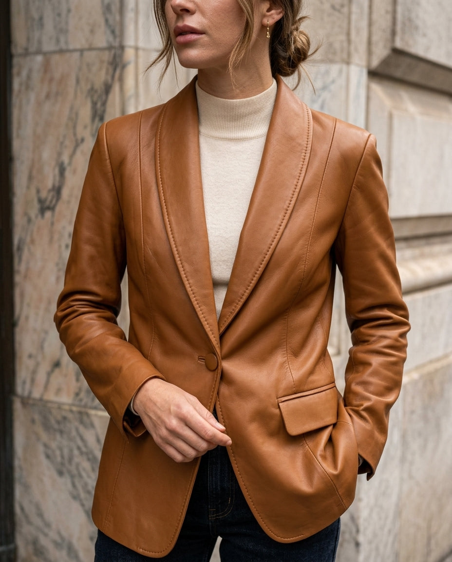 Hester │ Women's Longline Coat With Shawl Collar And Single Button Front