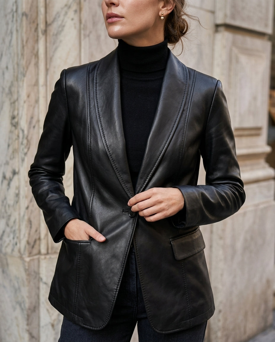 Hester │ Women's Longline Coat With Shawl Collar And Single Button Front