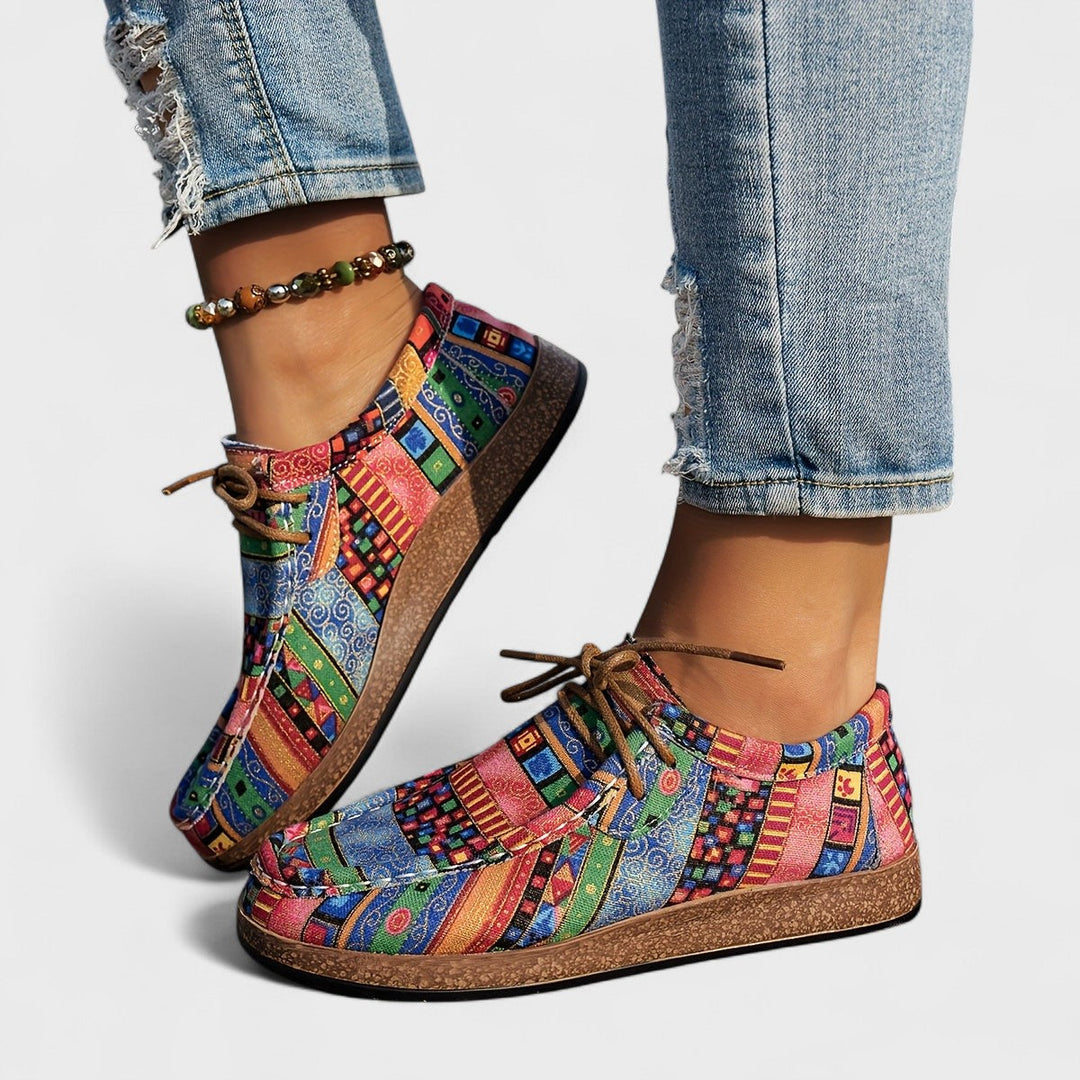 Lydia │ Women's Patchwork Lace-Up Sneakers
