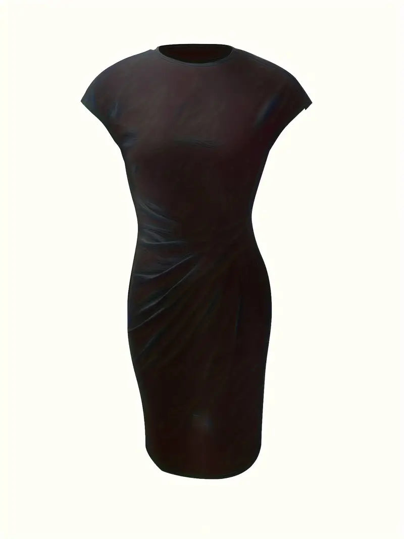 Verity │ Women's Short Sleeve Bodycon Midi Dress With Twisted Waist Detail