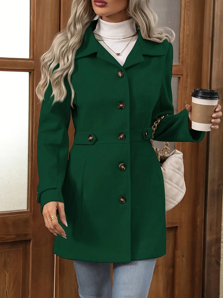 Martha │ Women's Tailored Mid-Length Coat With Notched Lapels And Button Front