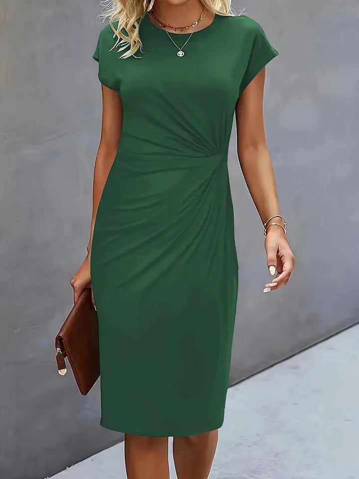 Verity │ Women's Short Sleeve Bodycon Midi Dress With Twisted Waist Detail