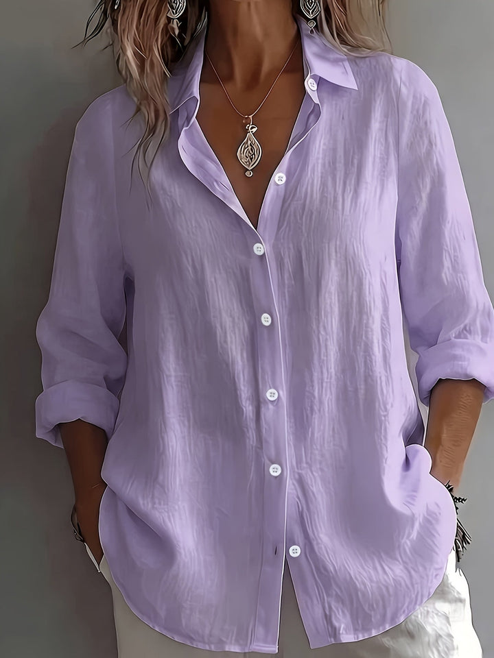 Evie | Women's Long Sleeve Button-Up Collared Linen Shirt