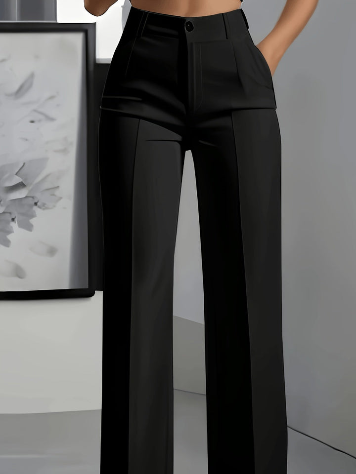 Georgina │ Women's High Waisted Wide Leg Trousers With Pressed Front Crease