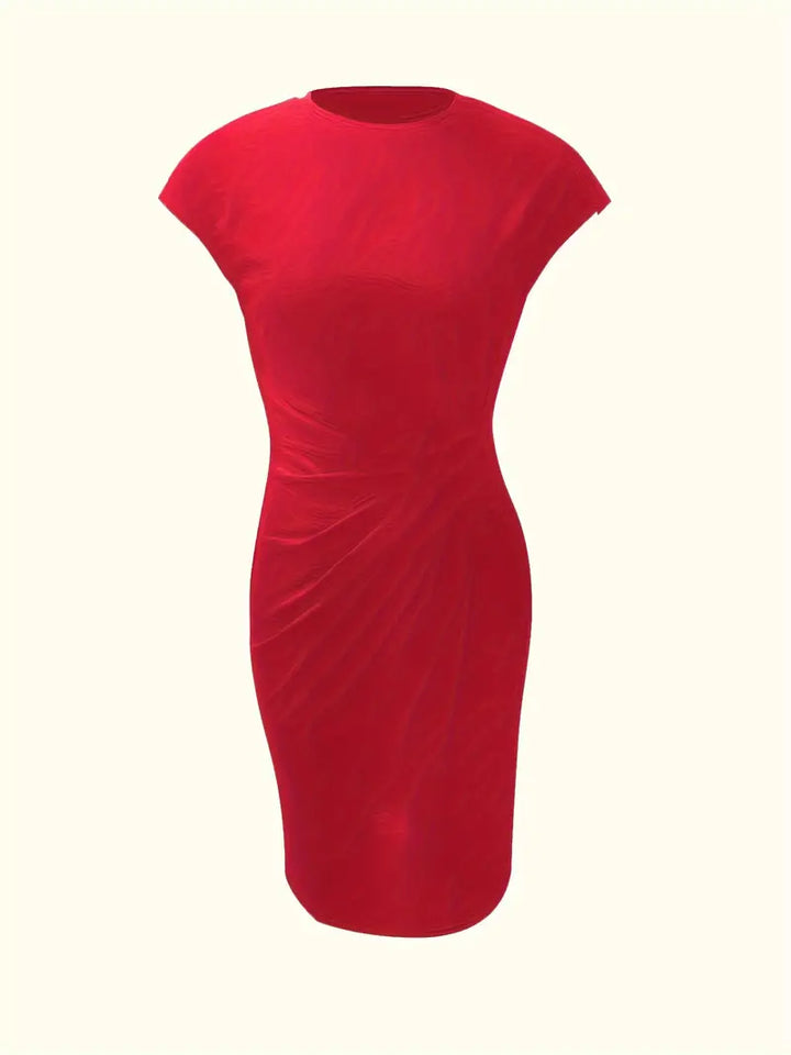 Verity │ Women's Short Sleeve Bodycon Midi Dress With Twisted Waist Detail